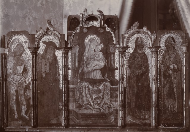 Anonimo — Alemanno Pietro - sec. XV - Madonna con Bambino in trono; San Michele Arcangelo; San Girolamo; San Biagio; San Nicola di Bari — insieme